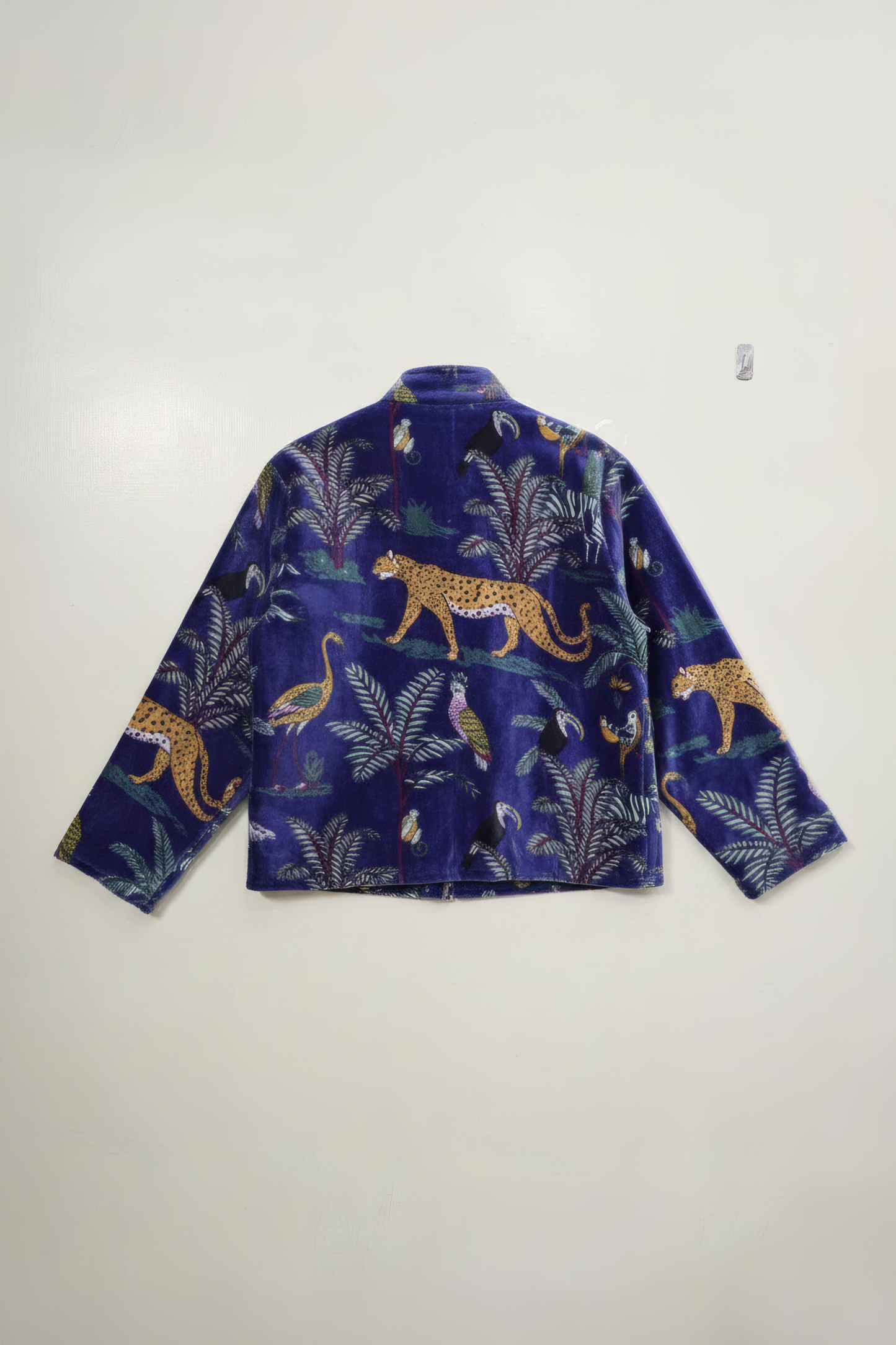Velvet Jungle Print Jacket – Product Shot Back – JAAMUN