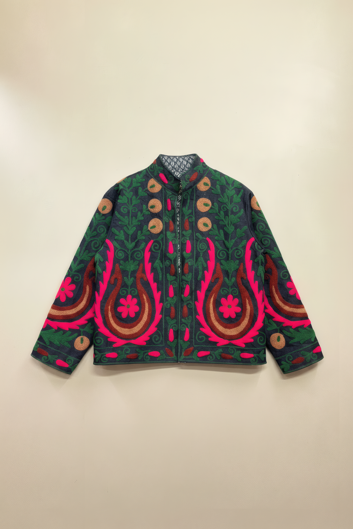 Suzani Jacket in Indigo Denim – Front View – JAAMUN