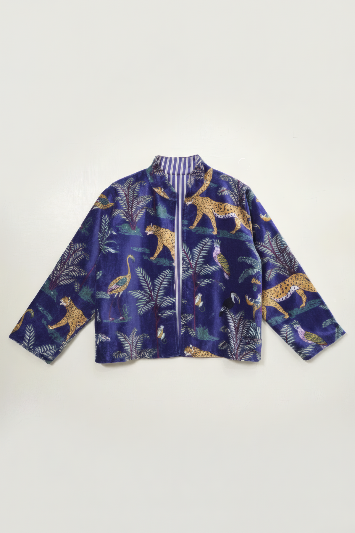 Velvet Jungle Print Jacket – Product Shot Front – JAAMUN