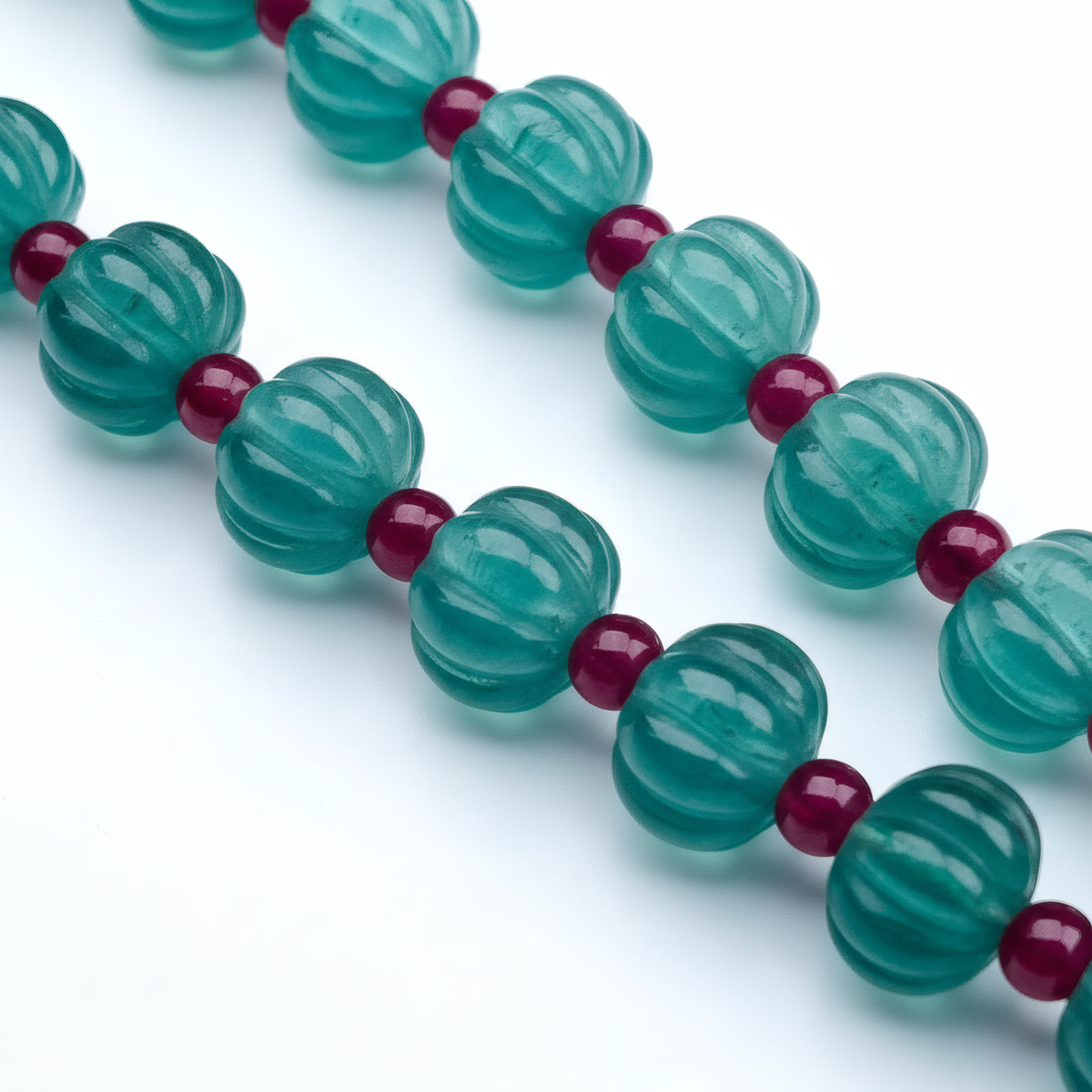 Green Fluorite & Red Quartz Double-Strand Necklace