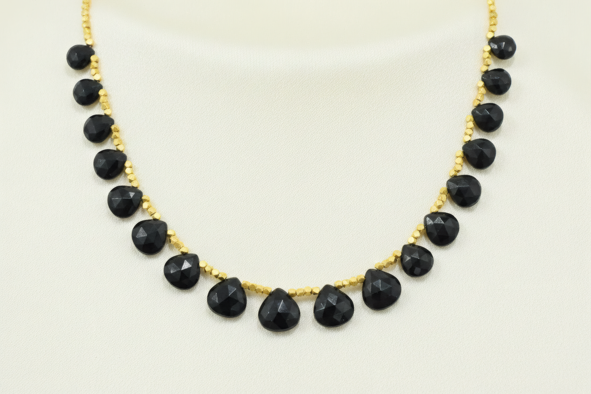 Black spinel and hematite statement necklace – artisan gemstone jewellery JAAMUN