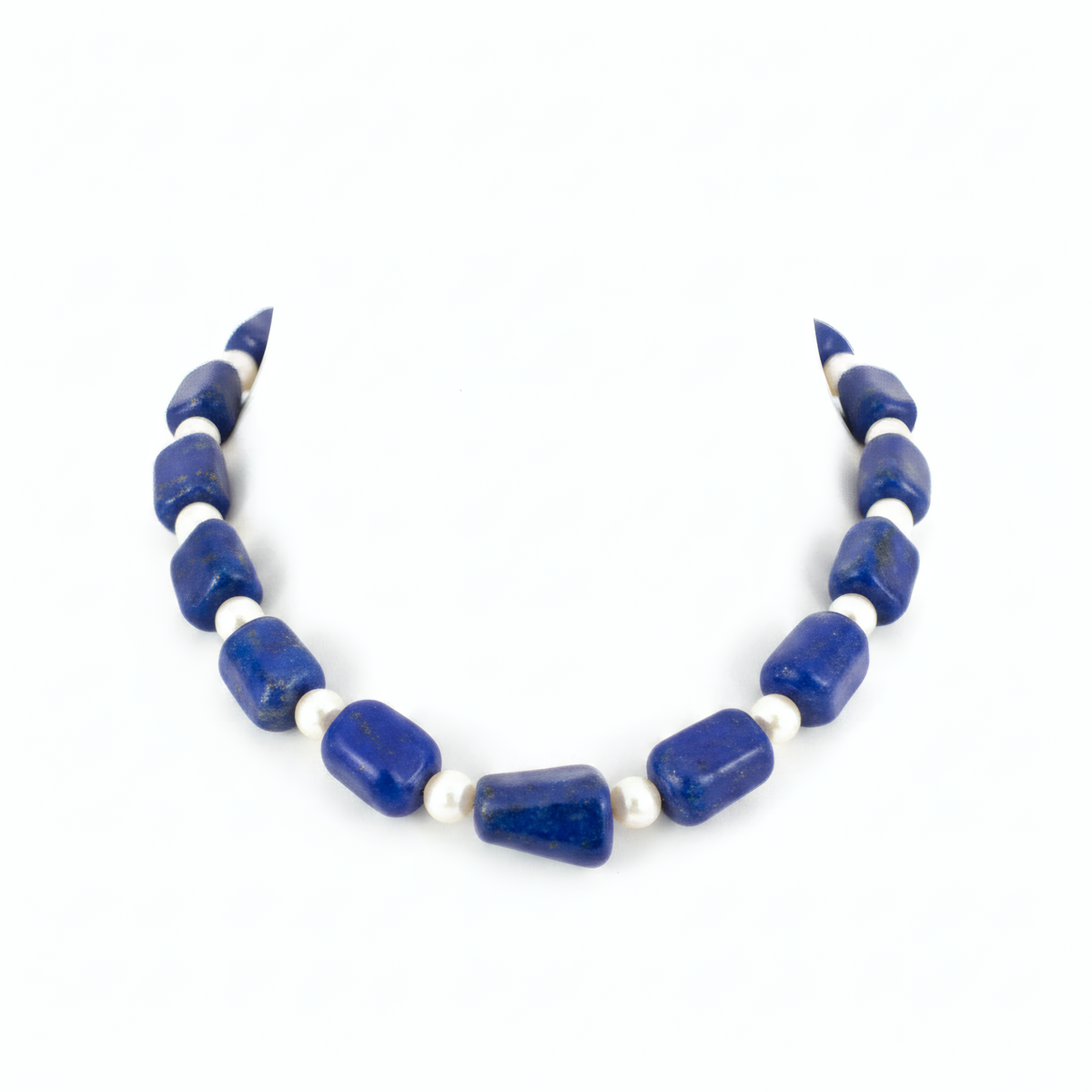 Lapis Lazuli & Crystal Pearl Statement Necklace
