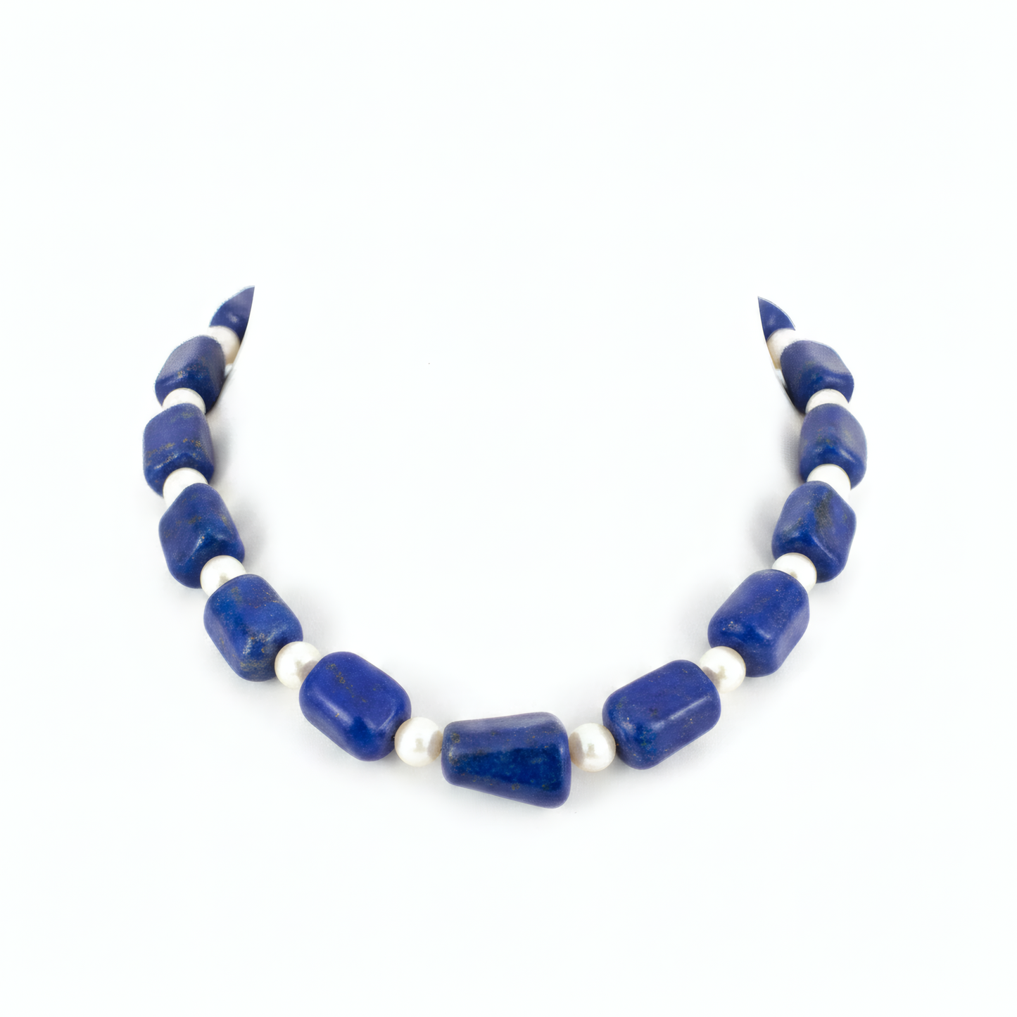 Lapis Lazuli & Crystal Pearl Statement Necklace