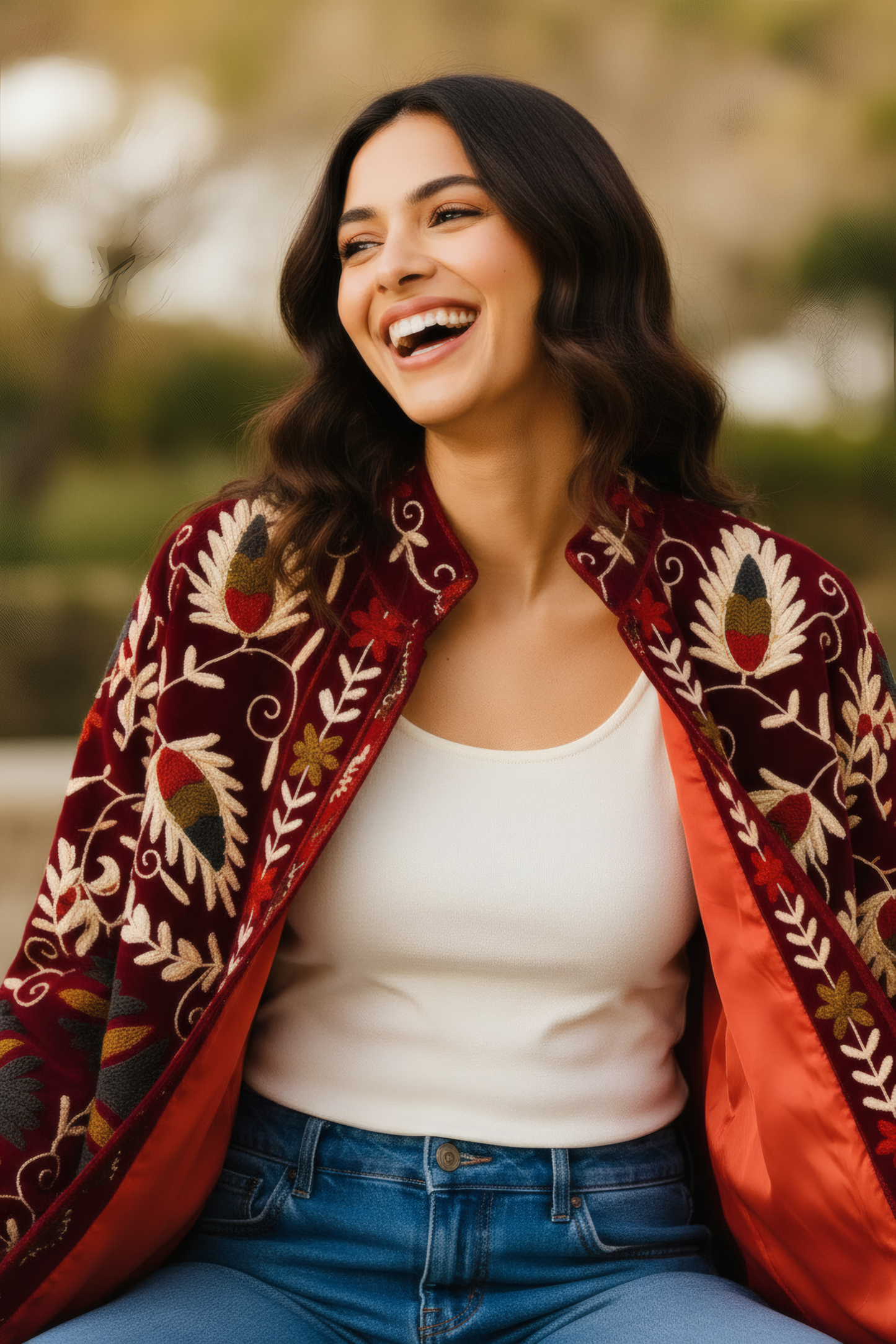 Suzani Jacket in Crimson Velvet – Candid – JAAMUN
