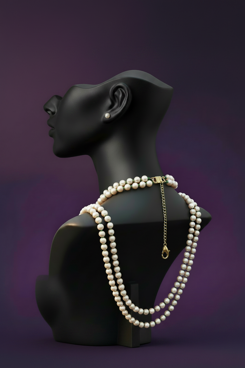 Freshwater pearl and Zambian emerald necklace [Clasp Close] – JAAMUN