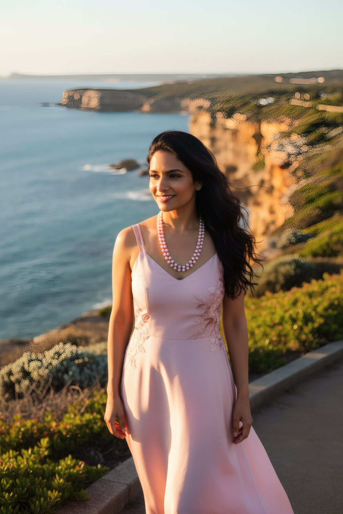Freshwater Pearl & Ruby Double Strand Necklace with Tassel