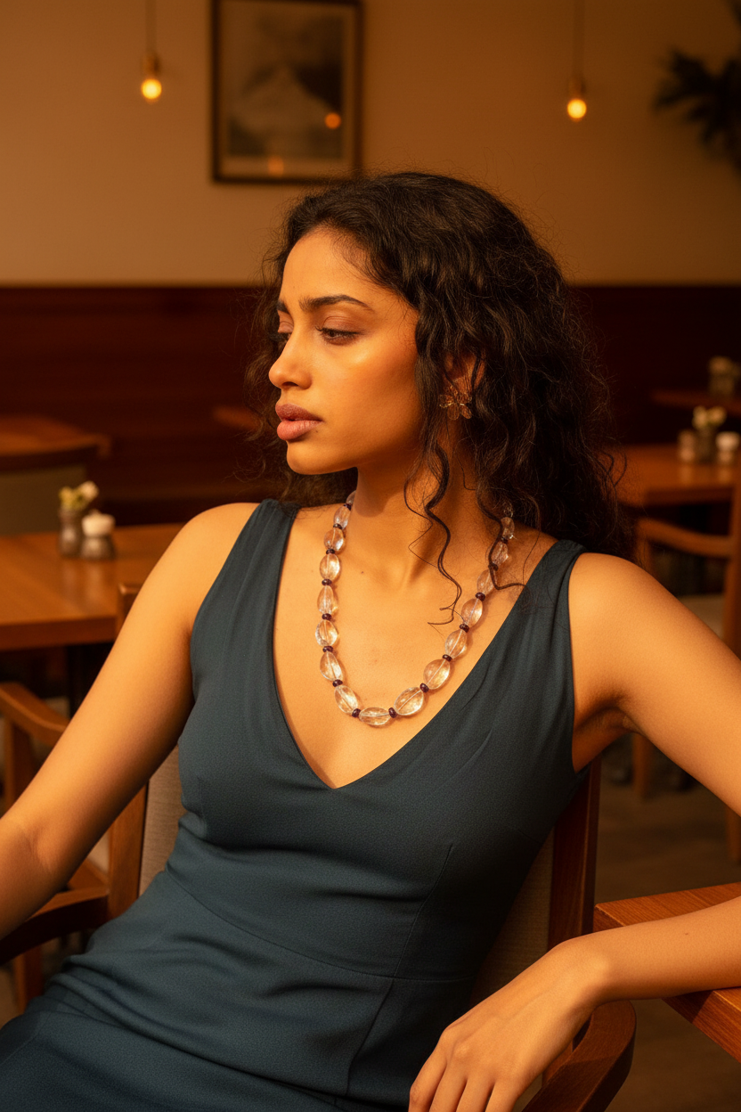 Crystal Quartz and Amethyst necklace JAAMUN